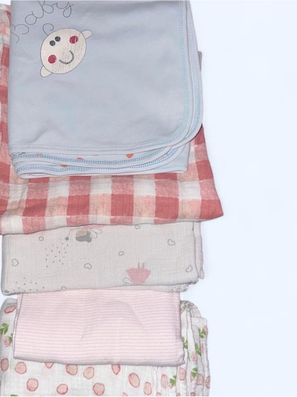 Bebe au Lait Pink and Cream Gingham Muslin Blanket